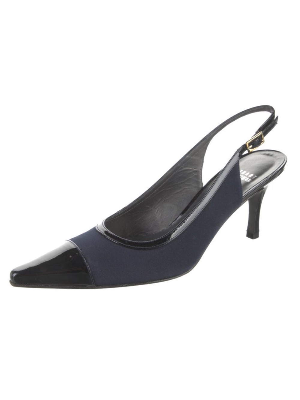 Women's Stuart Weitzman Navy and Black Slingback Pointed-Toe Heels